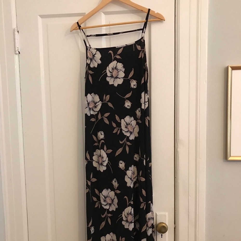 ASOS black floral maxi slip dress